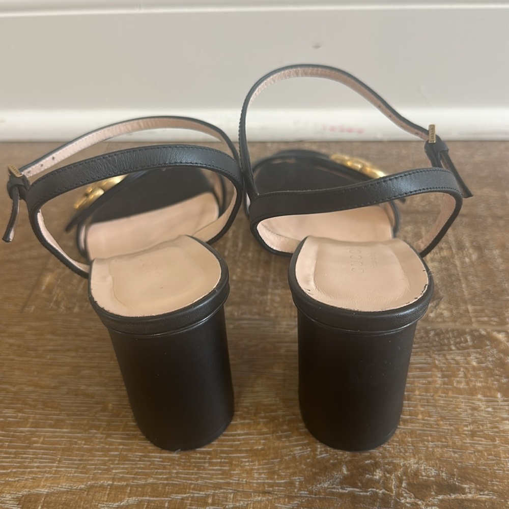 Gucci Black Leather GG Marmont Block heel Sandals EU 39 - Picture 4 of 6